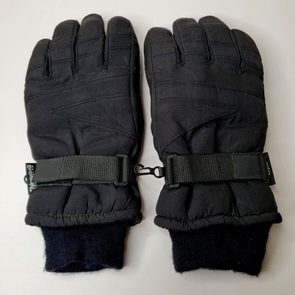 Men's Gloves sz L Thinsulate Insulation Black Water Resistant Warm Winter Ski
